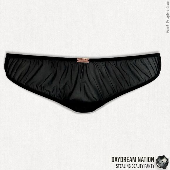 DAYDREAM NATION STEALING BEAUTY PANTY IN SHEER BLACK MESH SIZE LARGE RUCHED BACK - Picture 1 of 13